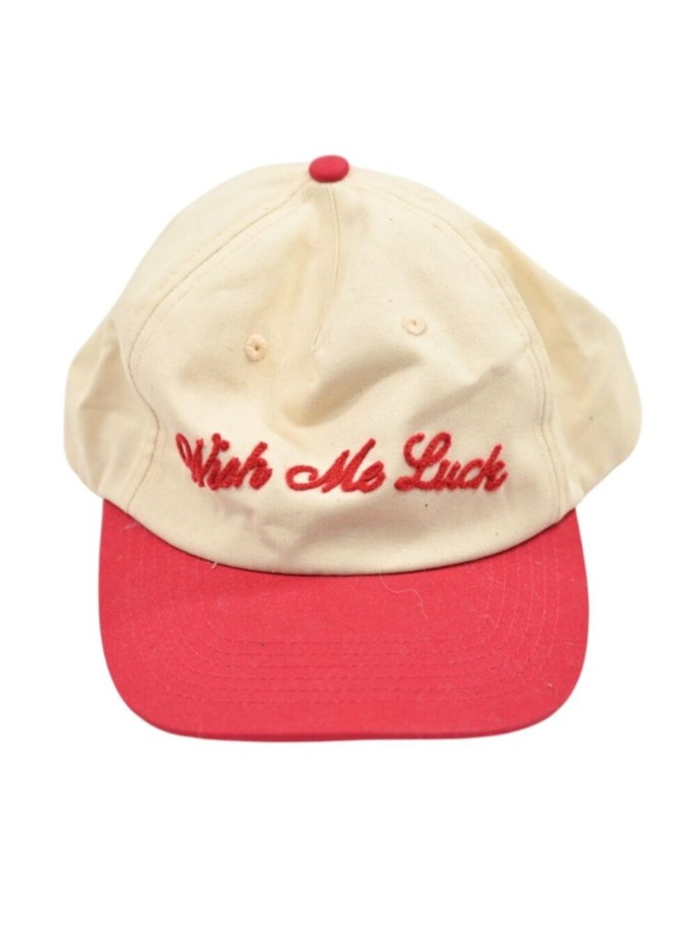 Wish Me Luck Logo Hat in Beige Red